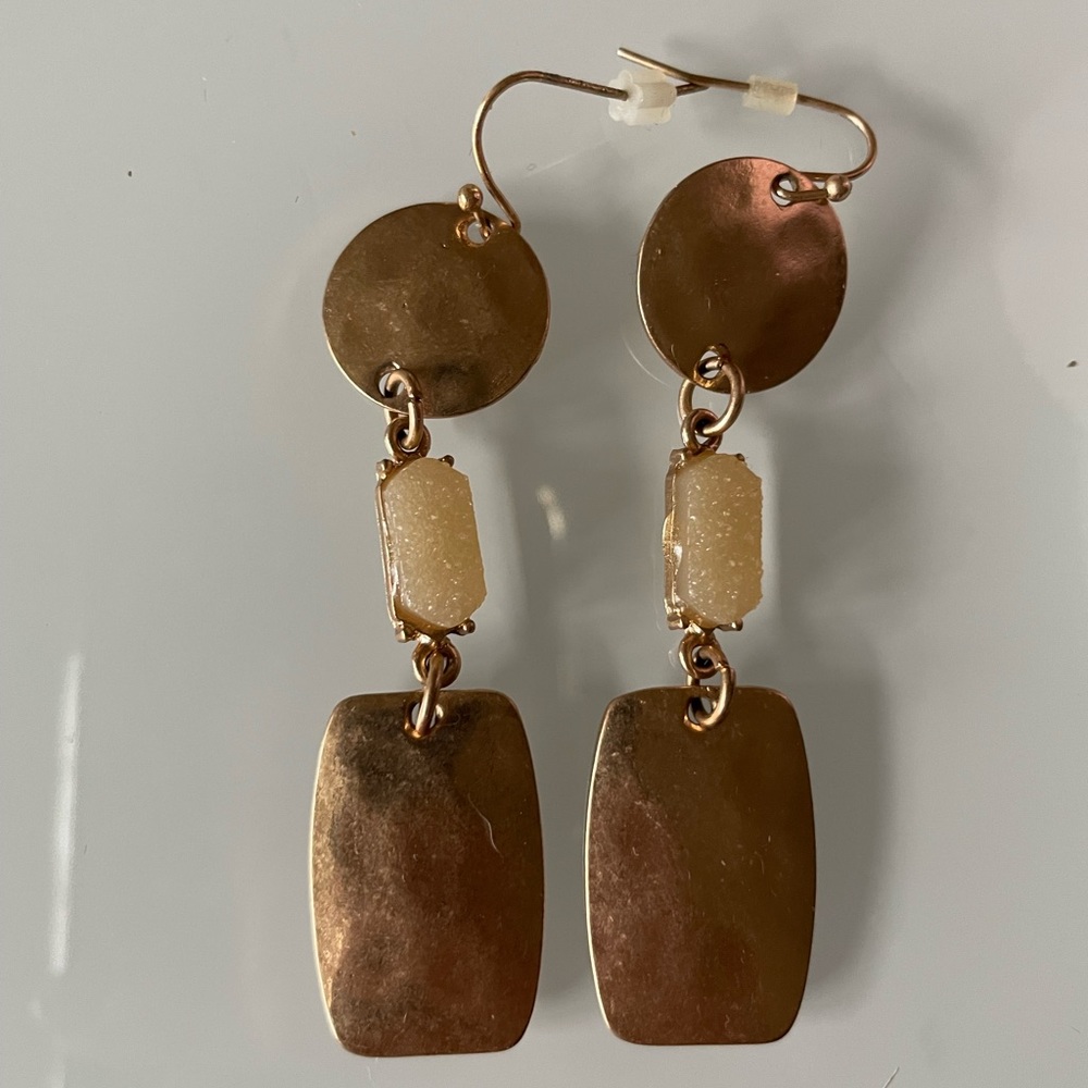 Copper And Stone Dangle earrings+EUC
